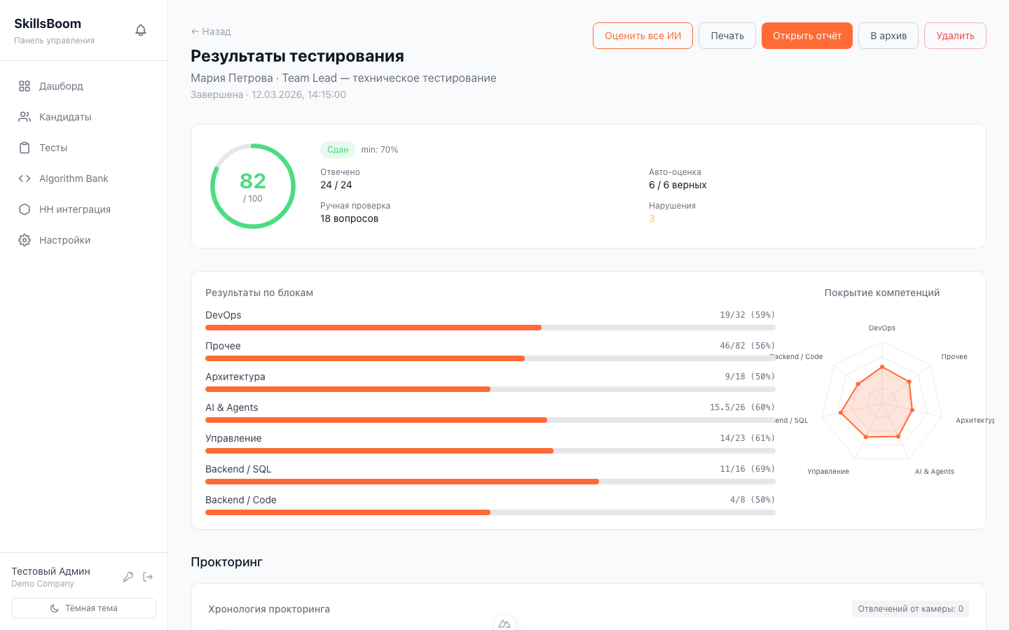 Разбор результата